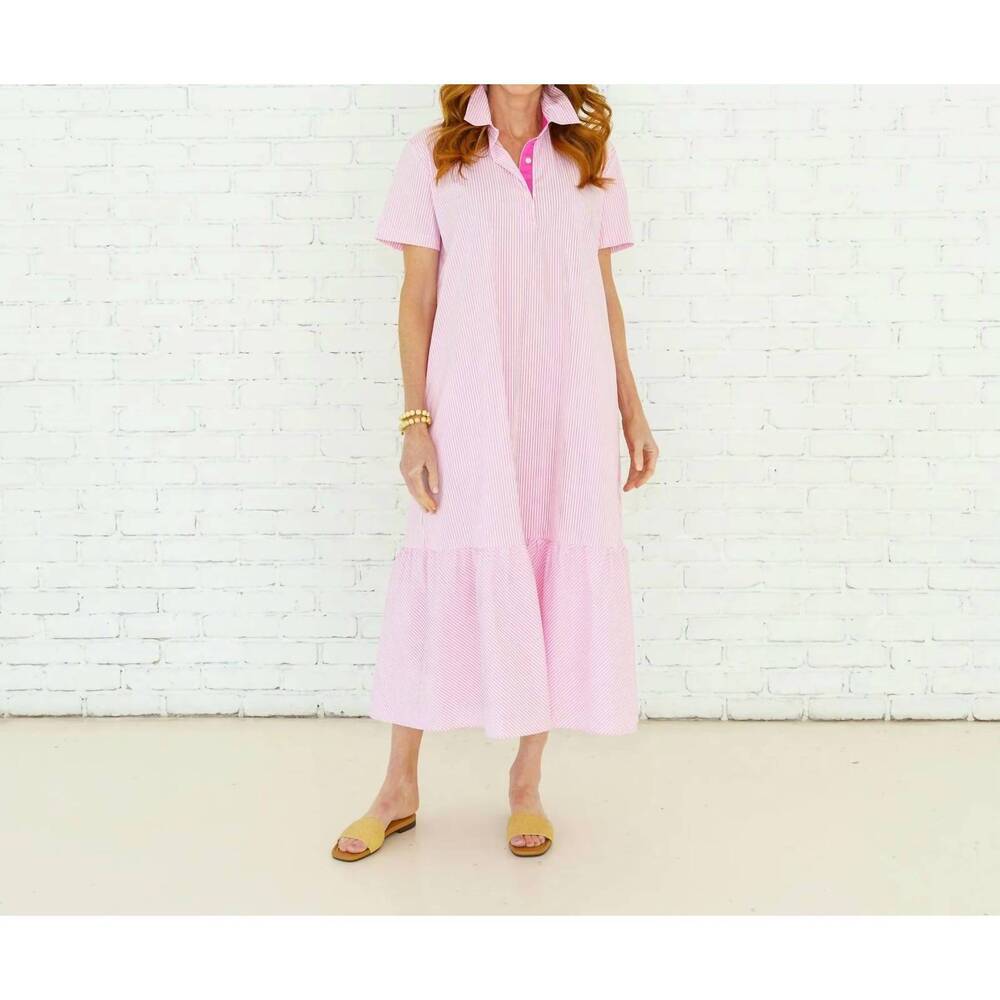 NEW CARYN LAWN maddie dress in pink stripe